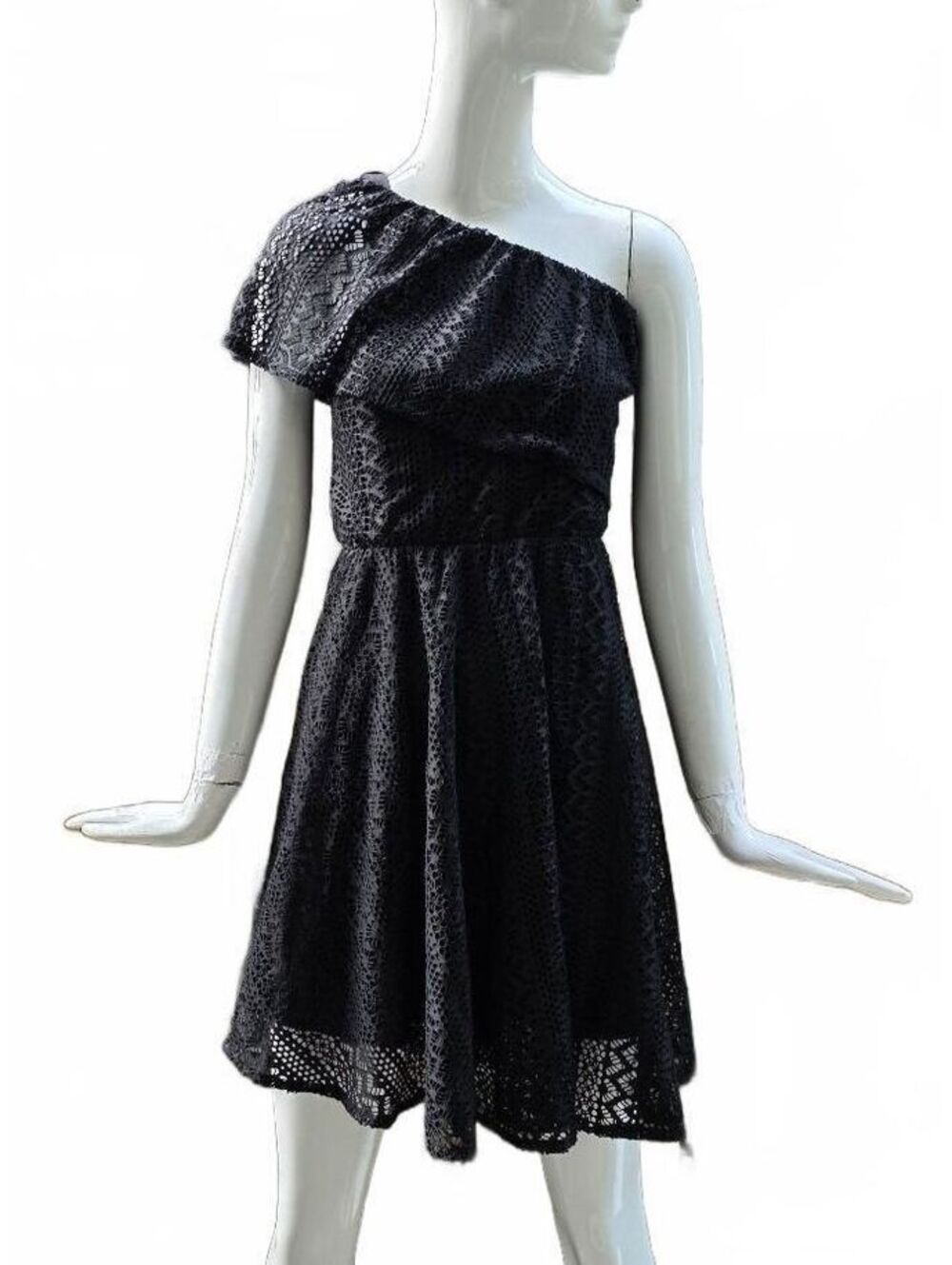 🎃 Molly Bracken Black Lace One Shoulder Dress L - Witch Vampire Costume Goth